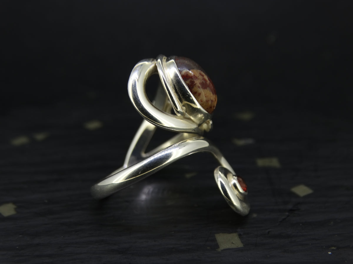 Arthur's Seat Jasper & Red Garnet Sterling Silver Ring image 2