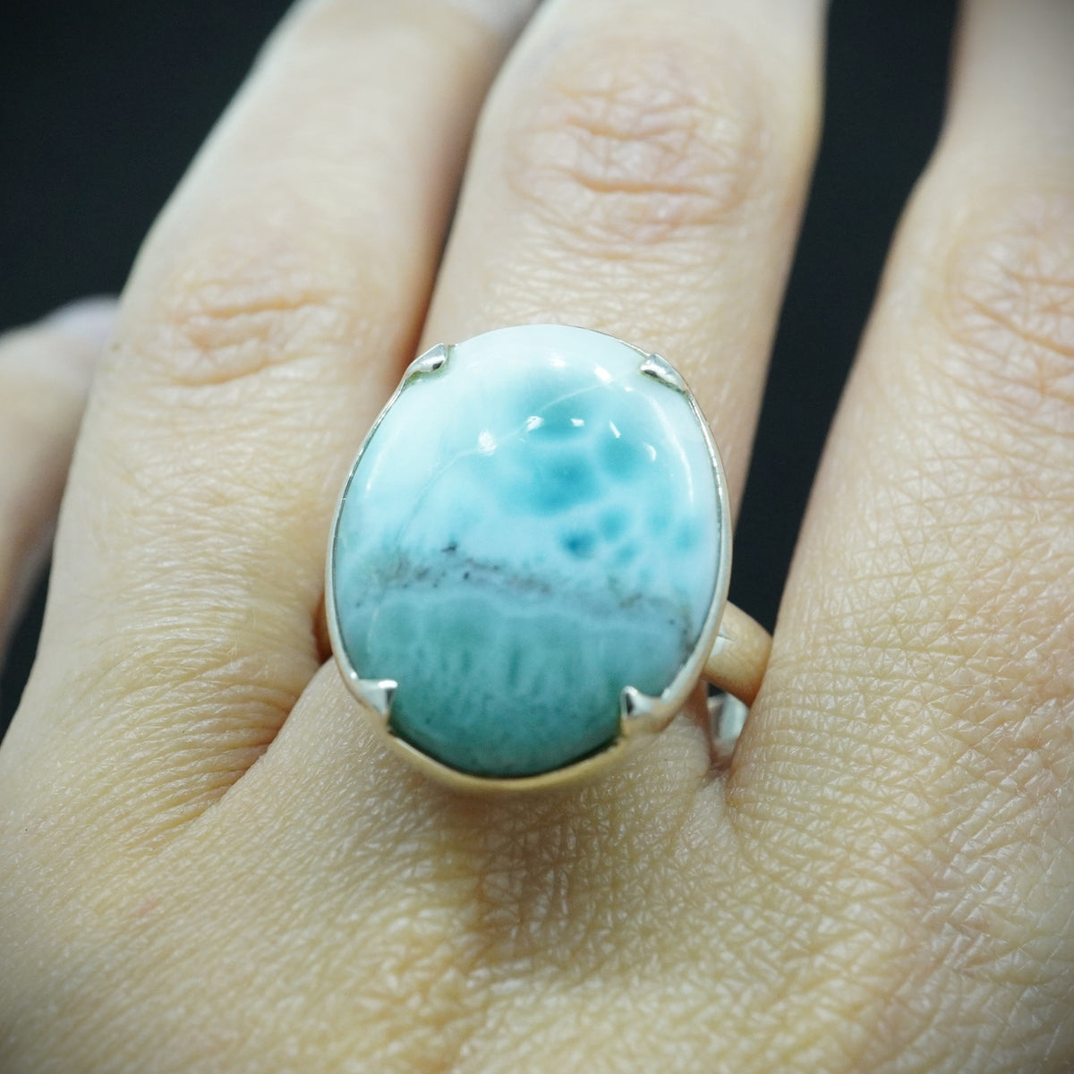 Larimar Adjustable Sterling Silver Ring image 1