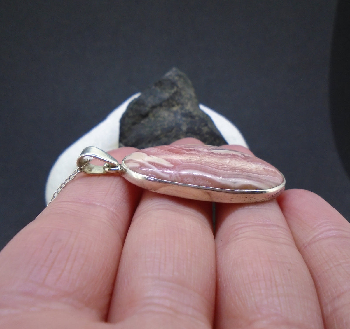 Rhodochrosite Sterling Silver Pendant image 3