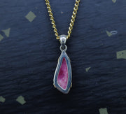 Rare Tugtupite Gemstone 18ct Gold & Sterling Silver Pendant image 6