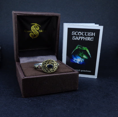 'Sæla' Scottish Sapphire, Garnet & Diamond Scottish Gold Sterling Silver Ring image 10