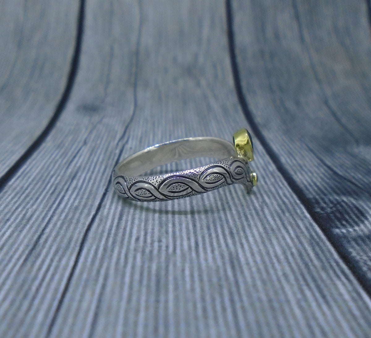 Isle of Lewis Sapphire & Elie Ruby in 18ct Scottish Gold & Sterling Silver Ring image 2