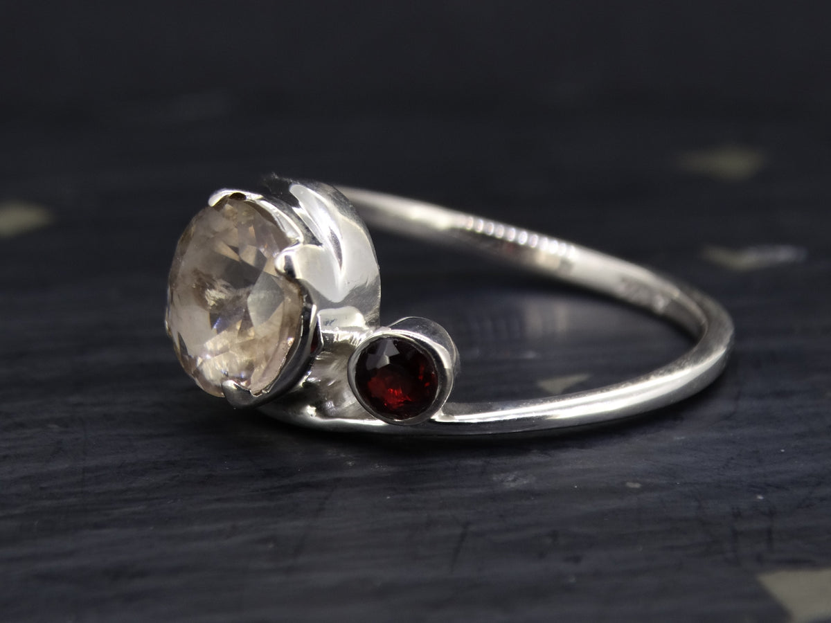 Perthshire Smoky Quartz and Garnet Sterling Silver Ring image 3