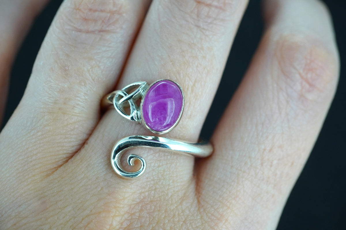 Natural Pink Ruby Sterling Silver Celtic Ring image 1