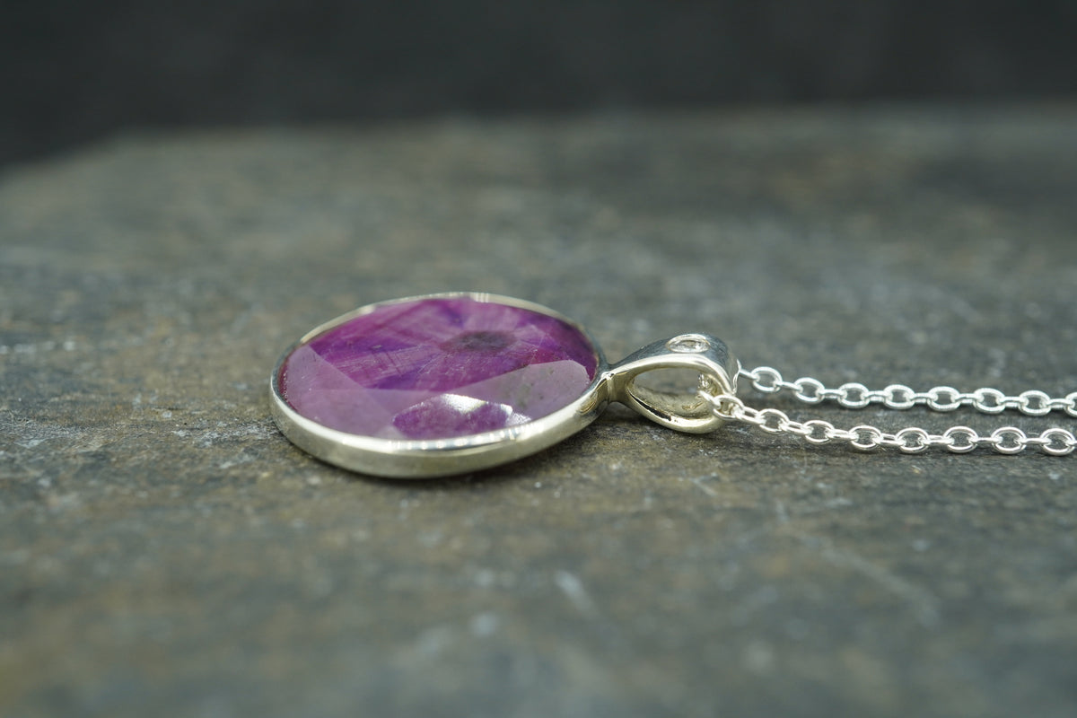 Trapiche Ruby & Diamond Sterling Silver Pendant image 2