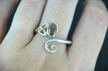 Cairngorm Quartz Sterling Silver Celtic Ring image 1