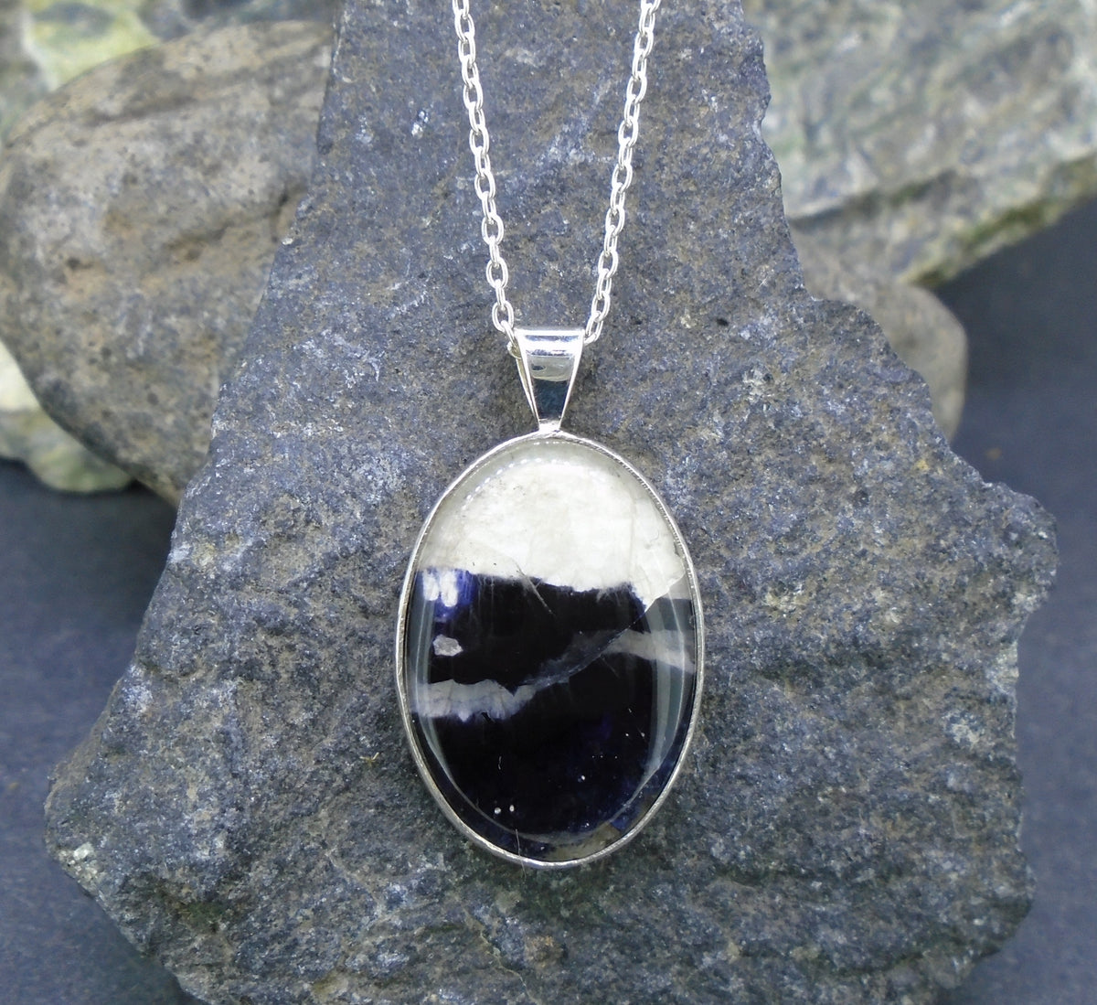 Blue John Sterling Silver Oval Pendant image 1
