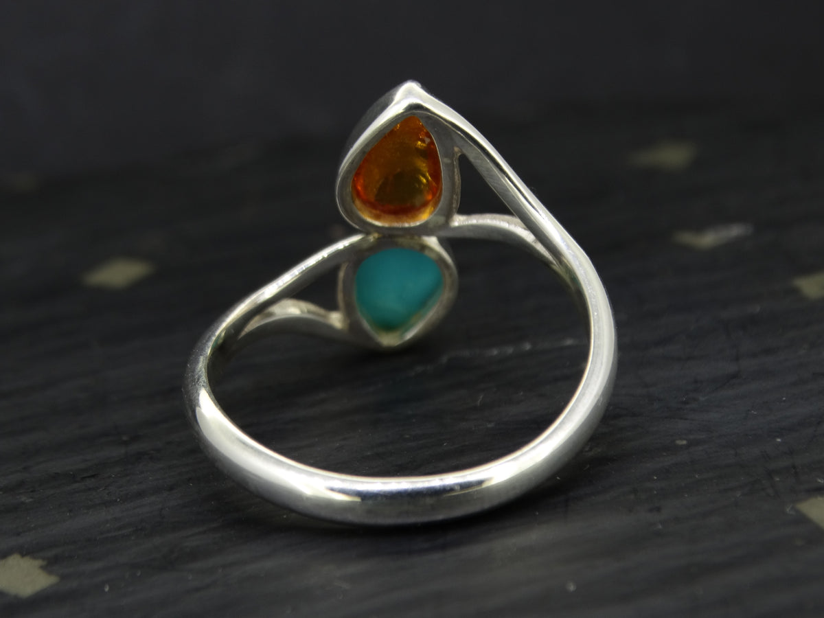 Baltic Amber and Turquoise Sterling Silver Ring image 4