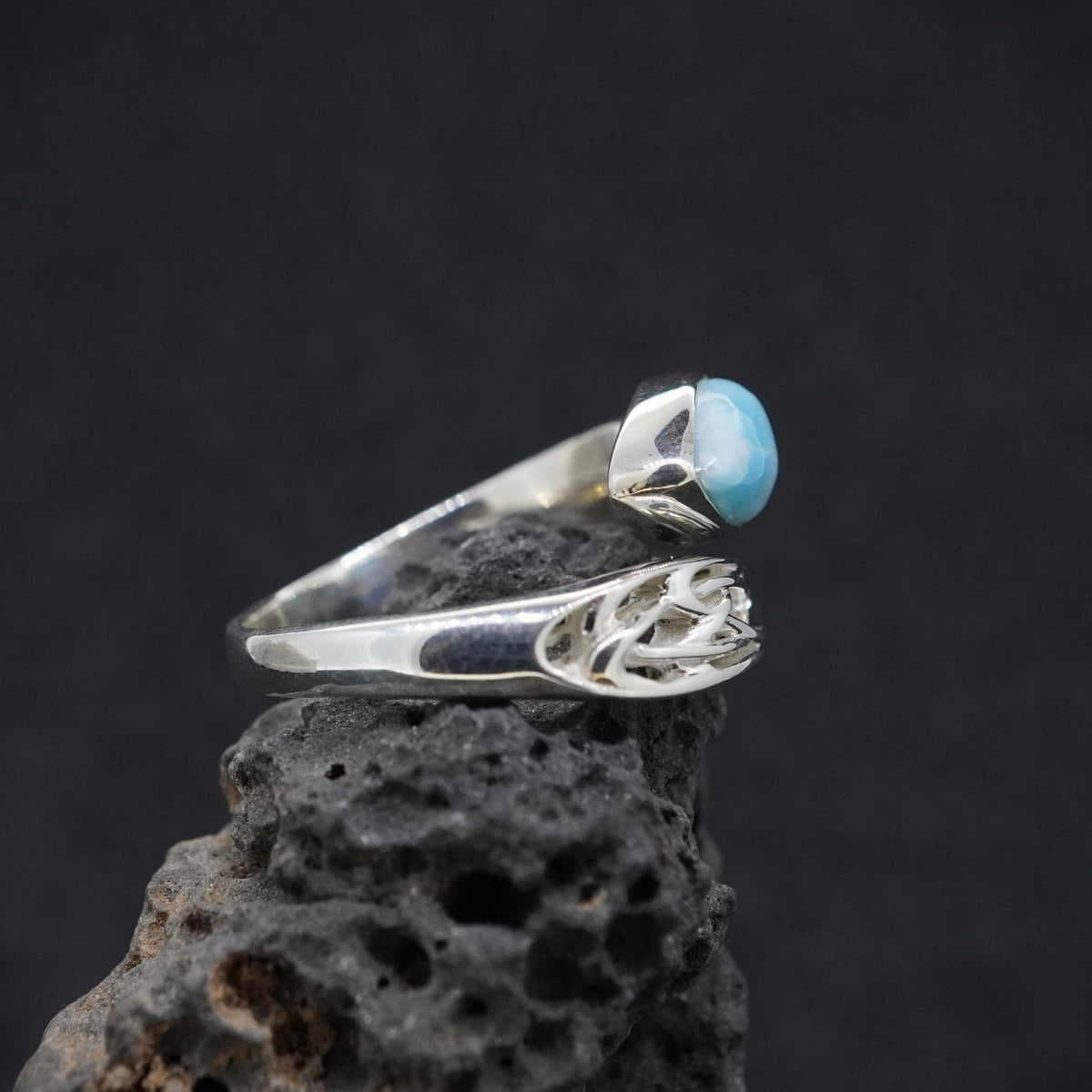 Larimar Celtic Wrap Adjustable Sterling Silver Ring image 2