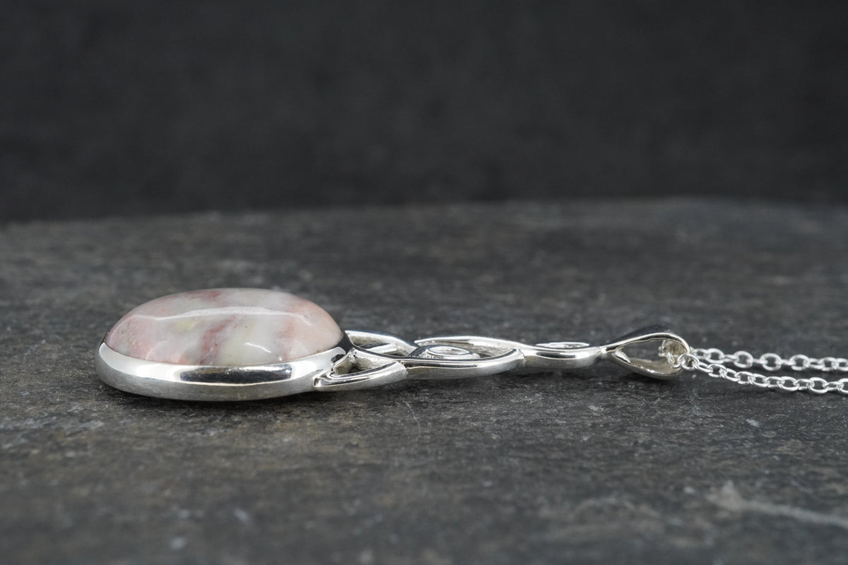 Rare Pink Skye Marble Sterling Silver Celtic Pendant image 2
