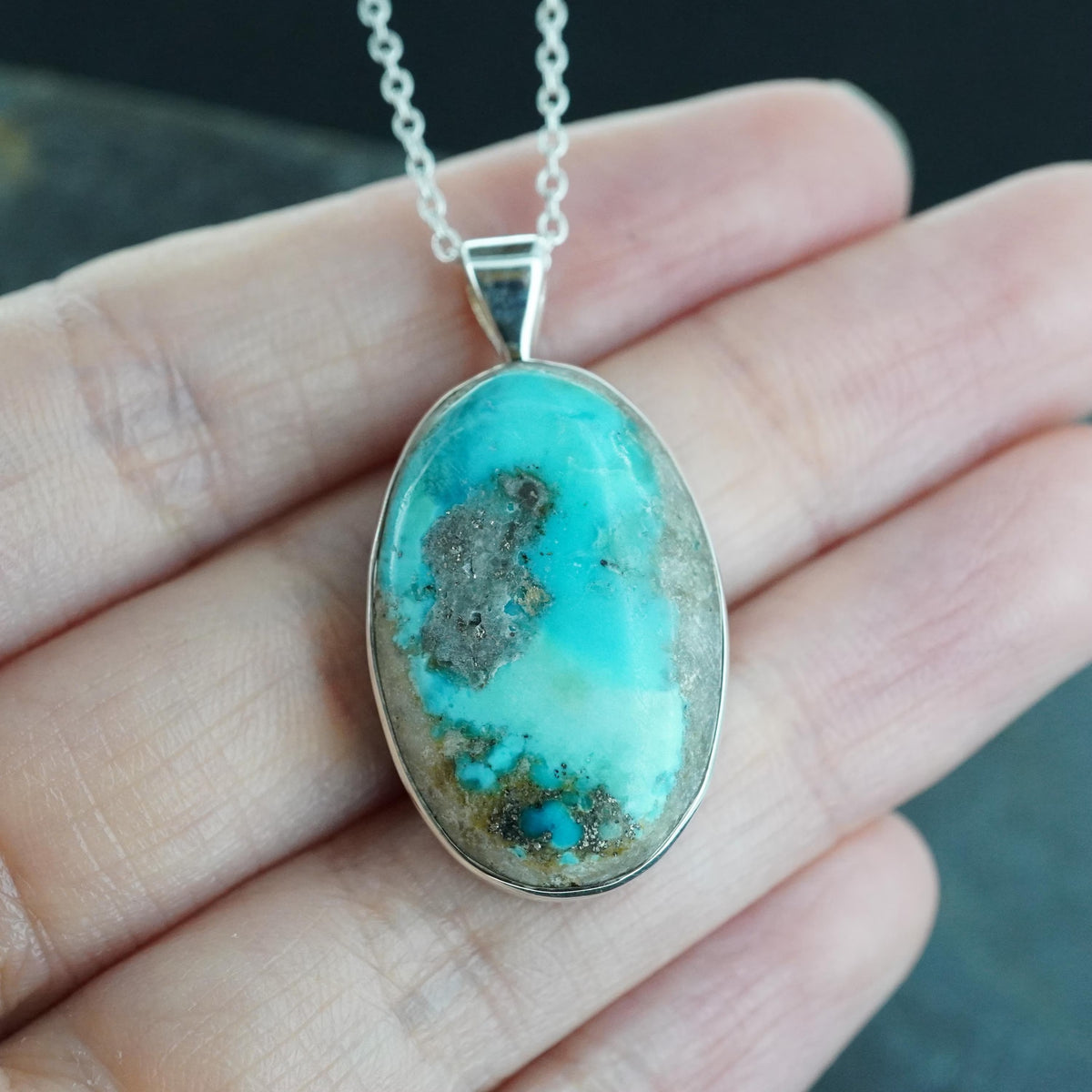 Rare Persian Turquoise Sterling Silver Pendant image 1