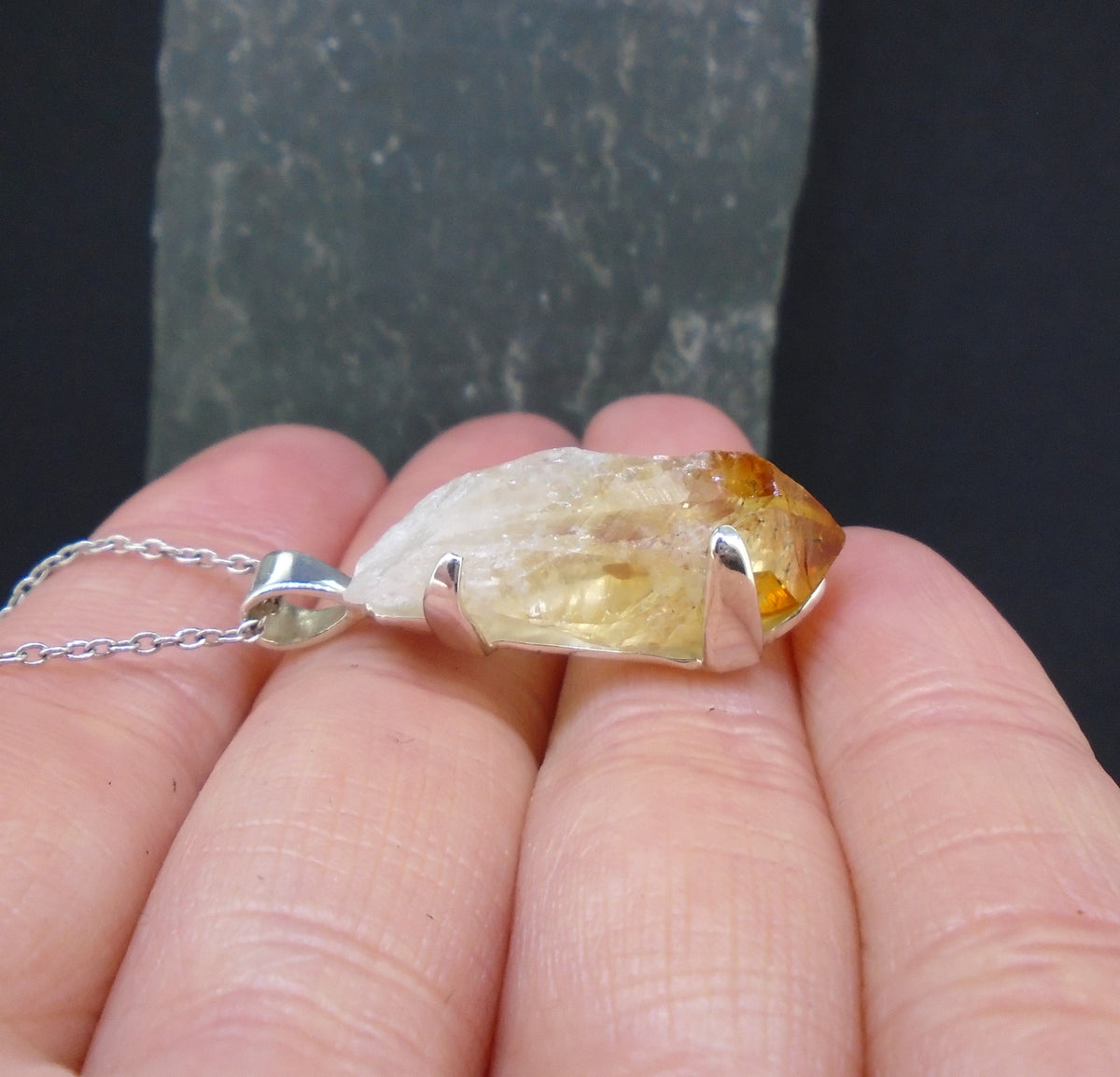 Rough Citrine Sterling Silver Pendant image 3