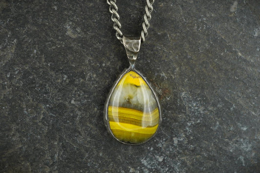 Bumblebee Jasper Hammered Sterling Silver Pendant image 0