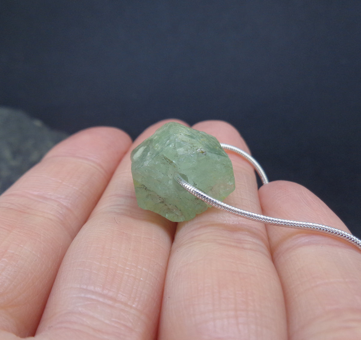 Rough Aquamarine Sterling Silver Necklace image 3