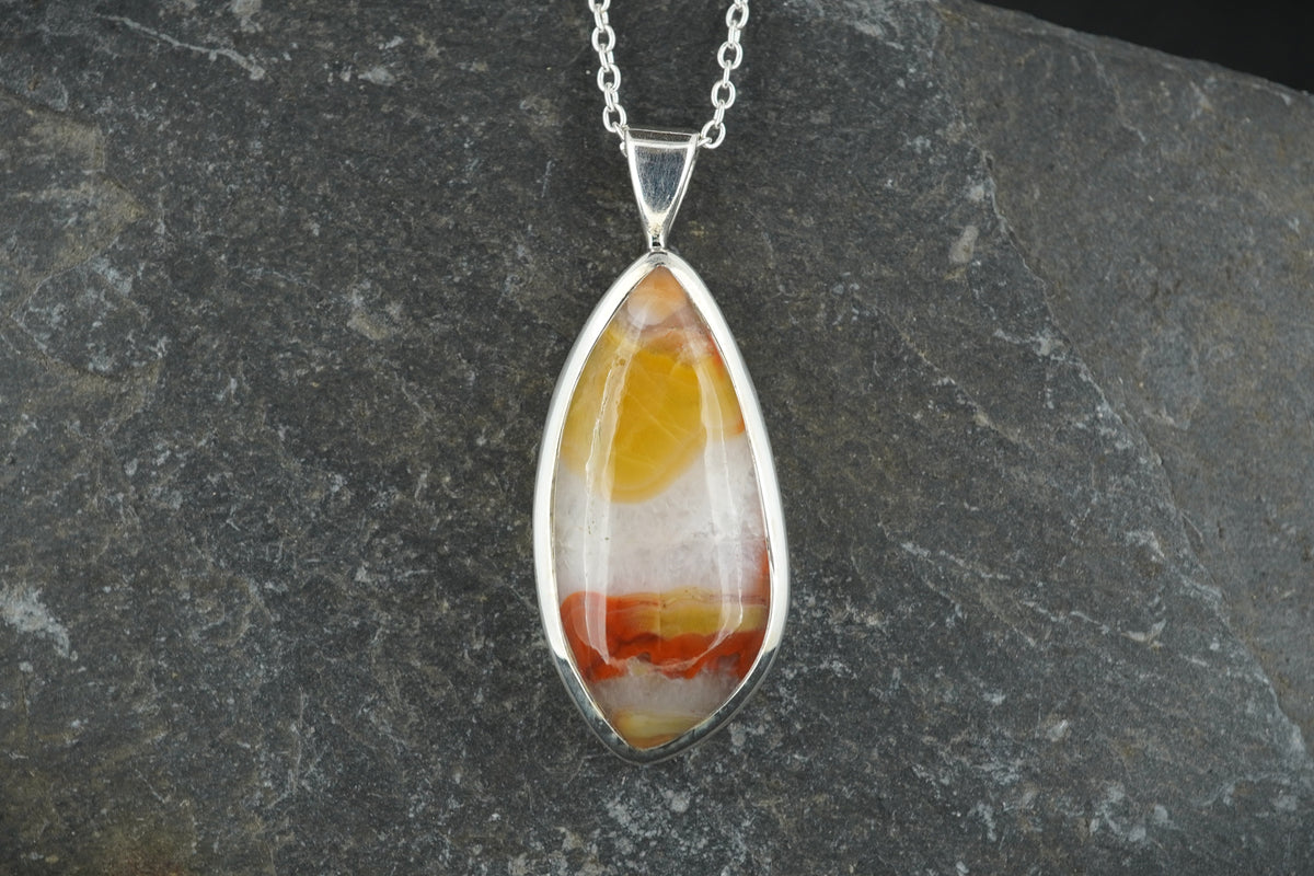 Burn Anne Agate Sterling Silver Celtic Pendant image 0