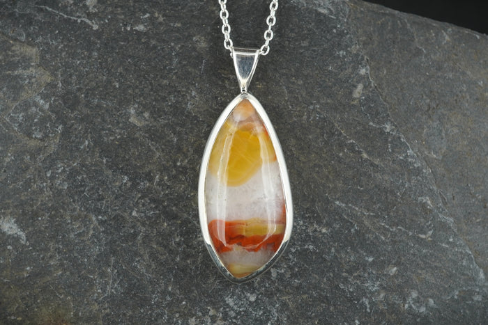 Burn Anne Agate Sterling Silver Celtic Pendant image 0