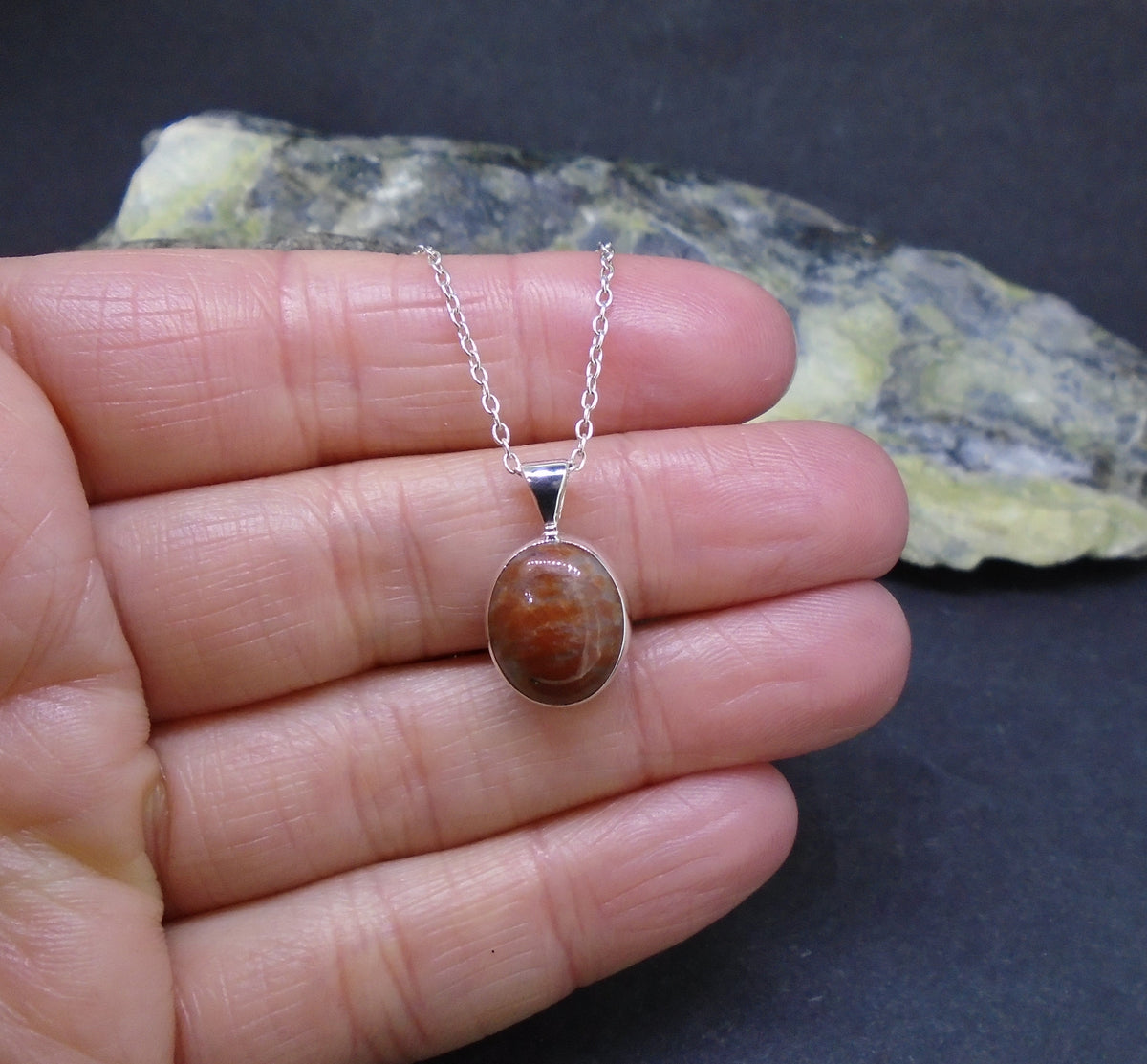 Lewisian Sterling Silver Small Oval Pendant image 1