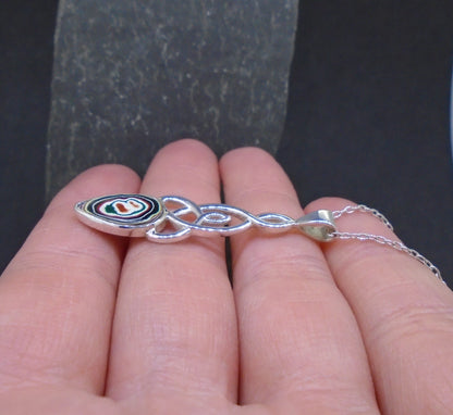 Fordite Sterling Silver Celtic Pendant image 2