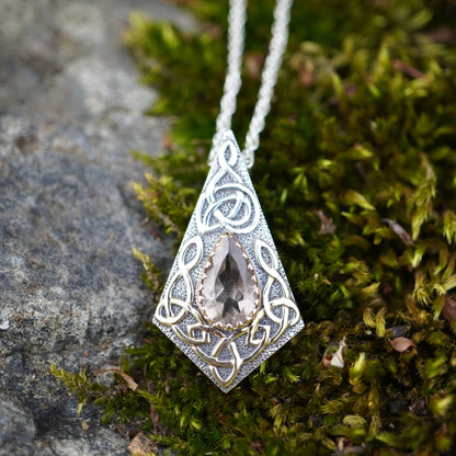 Perthshire Smoky Quartz in a Scottish Gold & Sterling Silver Pendant image 1