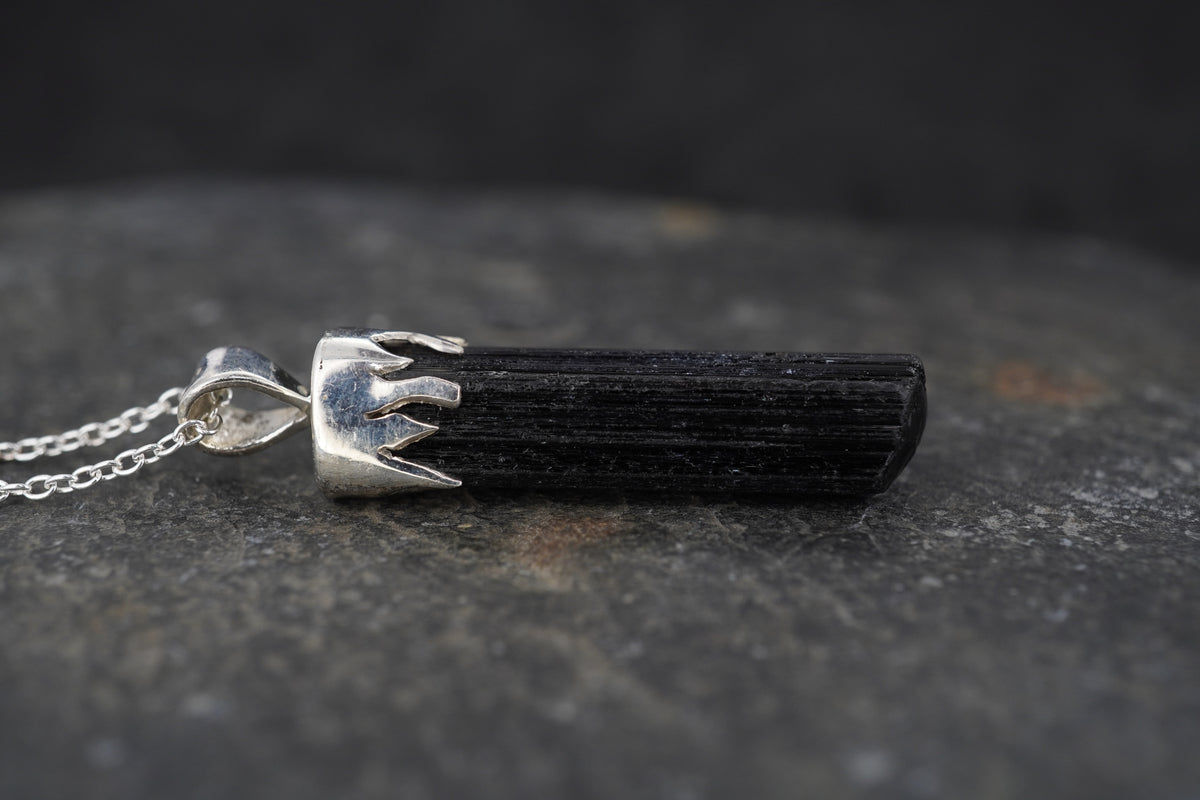 Black Tourmaline Shard Sterling Silver Pendant image 3