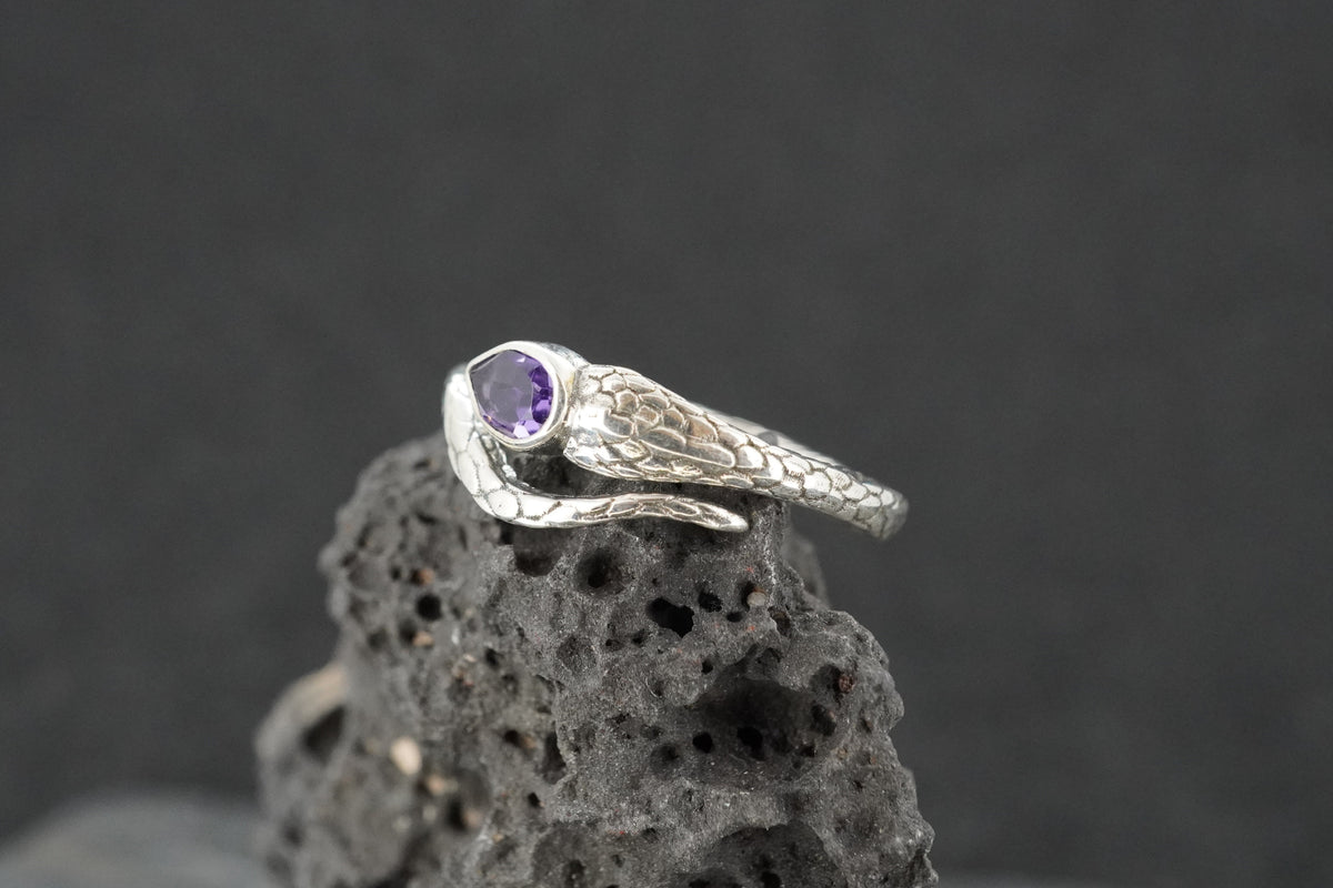 Amethyst Sterling Silver Serpent Ring image 3