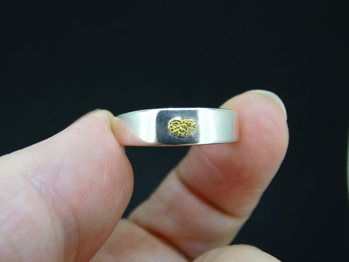 Medium Gold Nugget Sterling Silver Wedding Ring image 0