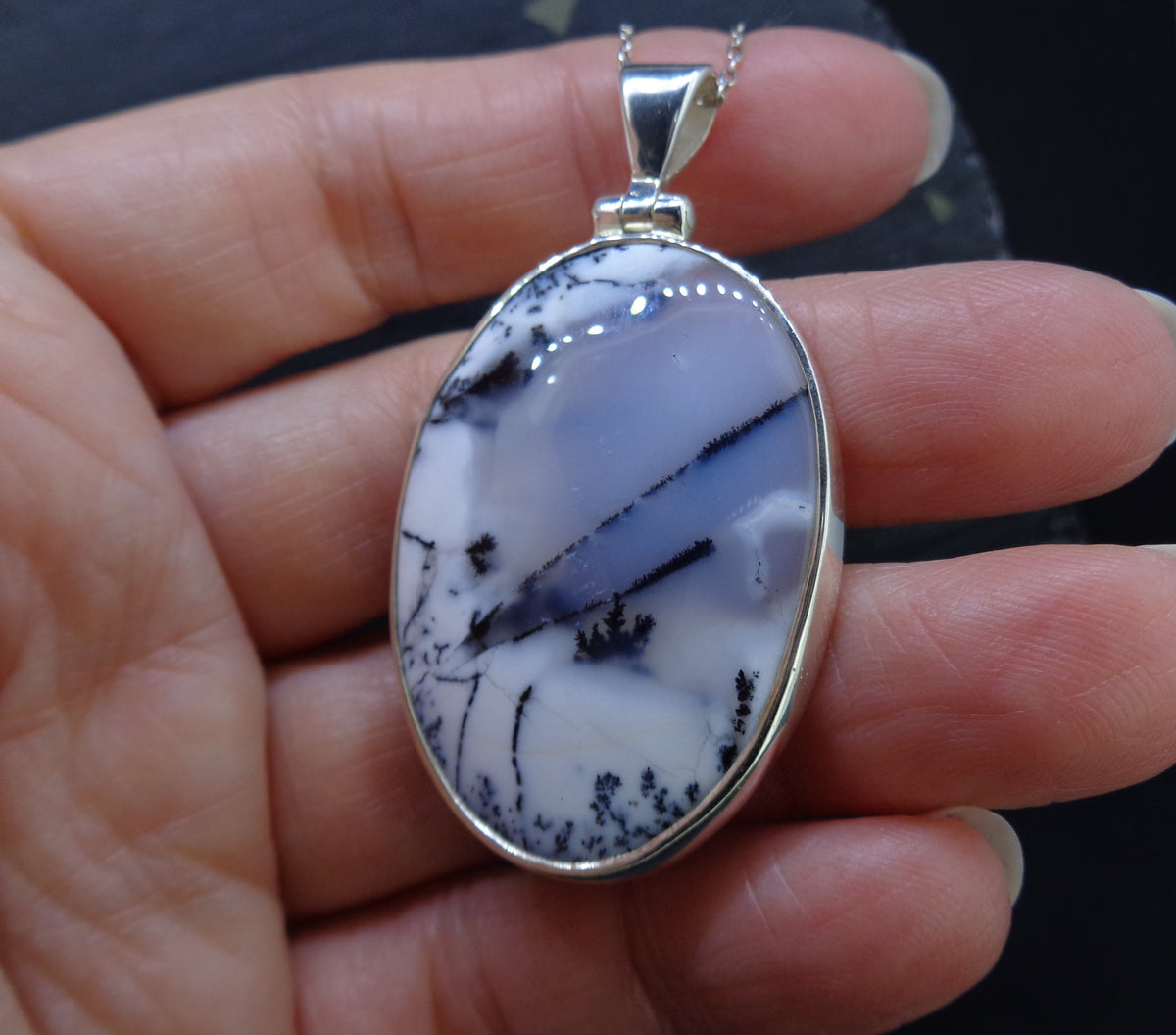 Dendritic Agate Sterling Silver Pendant image 4
