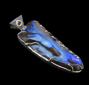 'Dreamtime' - Very Large Opal, Sapphire & Diamond Silver & Gold Pendant image 7
