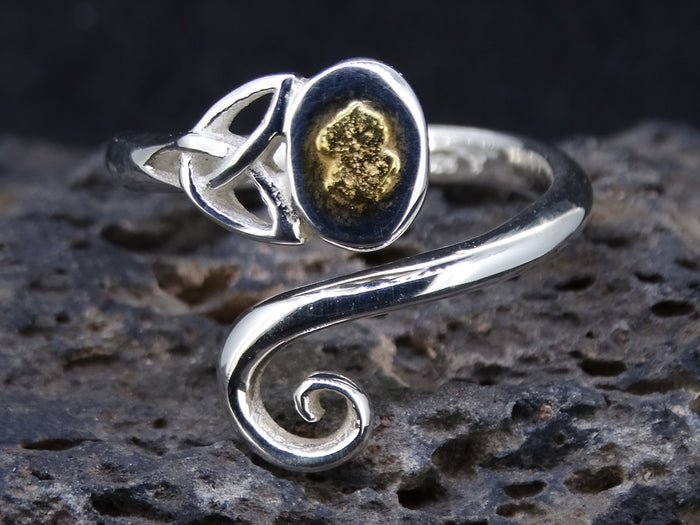 Gold Nugget Sterling Silver Celtic Wrap Ring image 0
