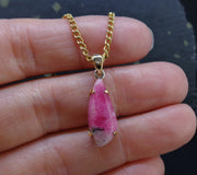 Rare Tugtupite Gemstone 18ct Gold & Sterling Silver Pendant image 3