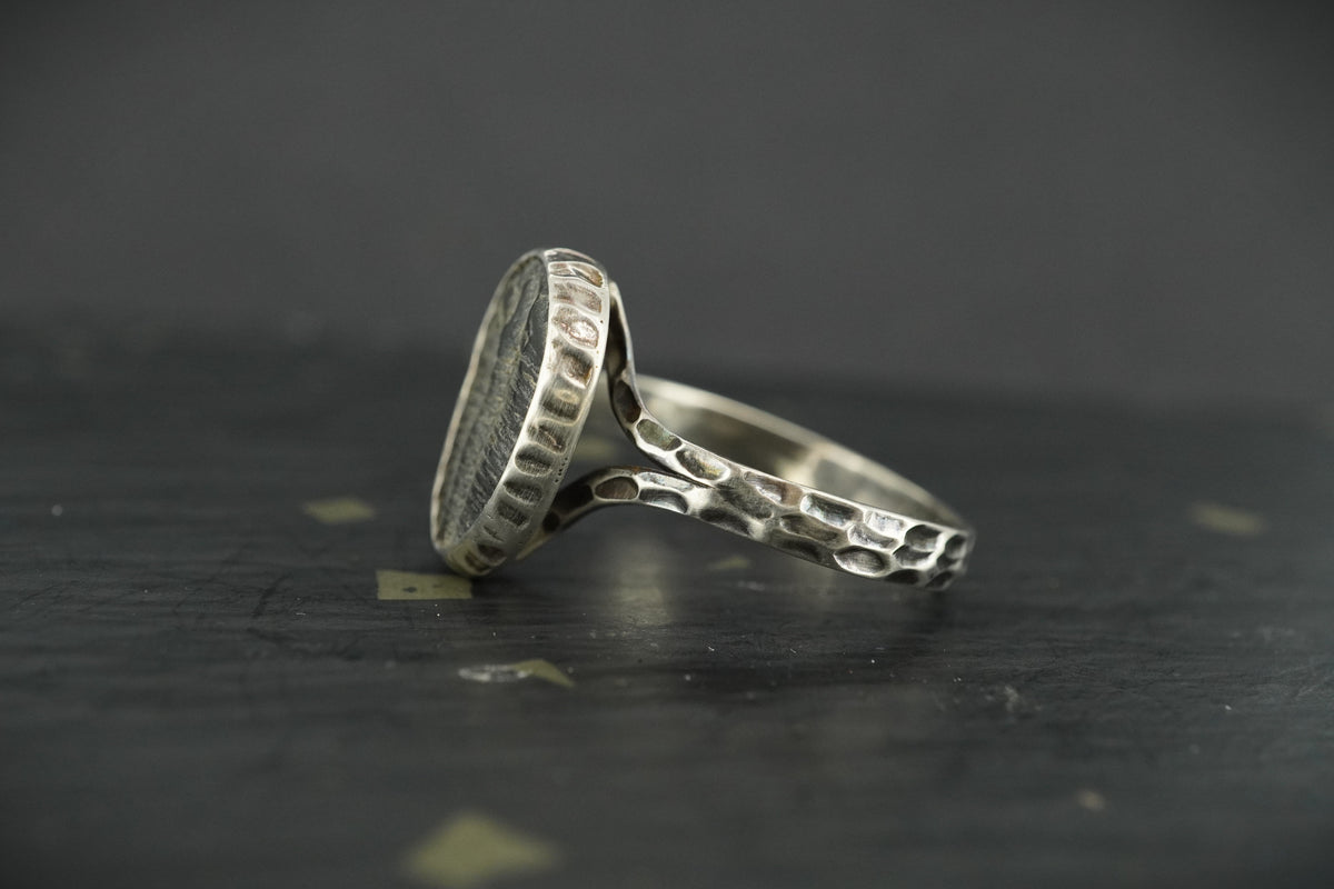 Trilobite Hammered Sterling Silver Adjustable Ring image 3