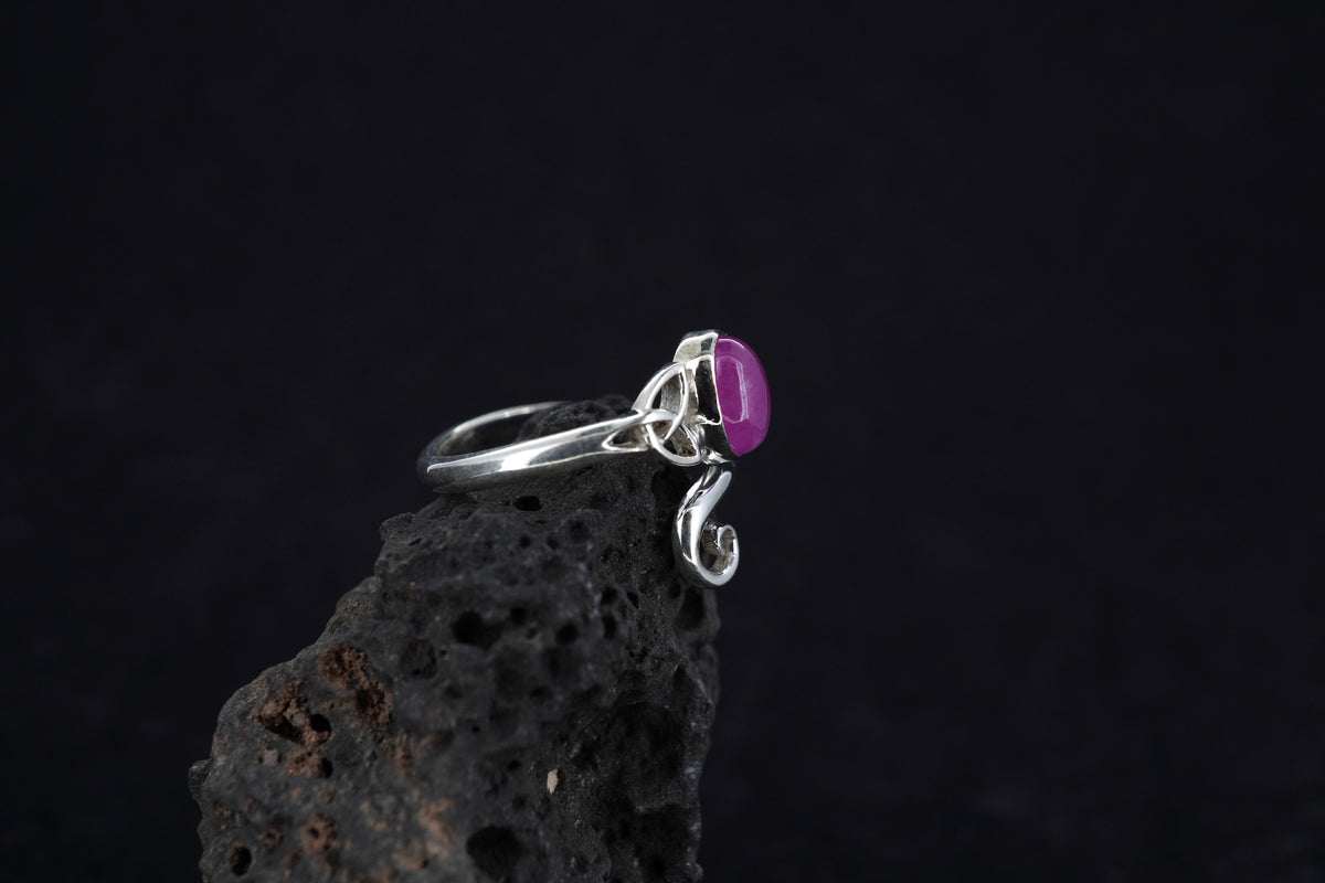 Natural Pink Ruby Sterling Silver Celtic Ring image 3