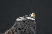 Amber Sterling Silver Serpent Ring image 2