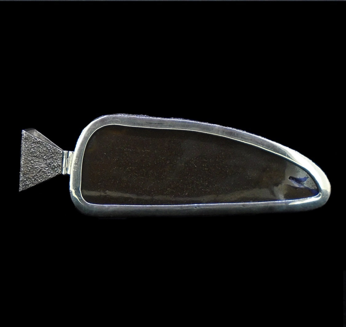'Dreamtime' - Very Large Opal, Sapphire & Diamond Silver & Gold Pendant image 10