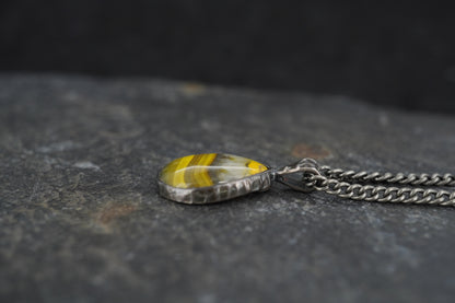 Bumblebee Jasper Hammered Sterling Silver Pendant image 2