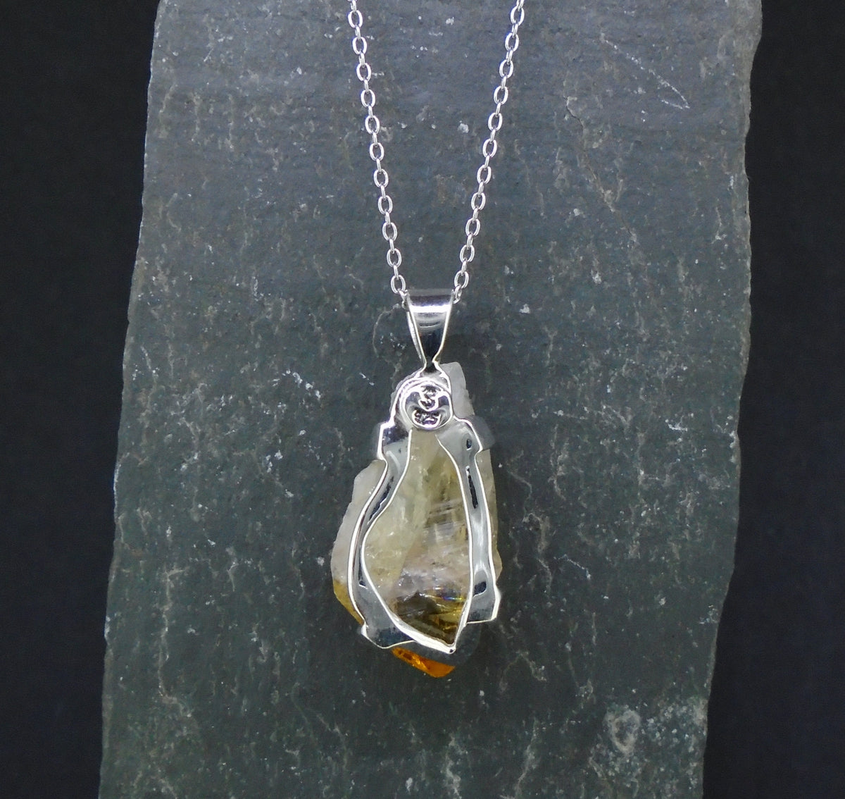 Rough Citrine Sterling Silver Pendant image 6