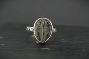 Trilobite Hammered Sterling Silver Adjustable Ring image 0