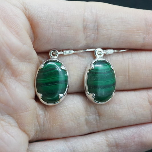 Malachite Sterling Silver Drop Earrings image 1
