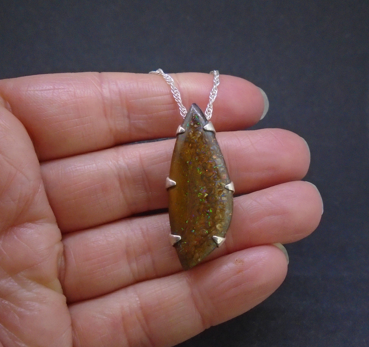 Yowah Natural Opal Sterling Silver Pendant image 1