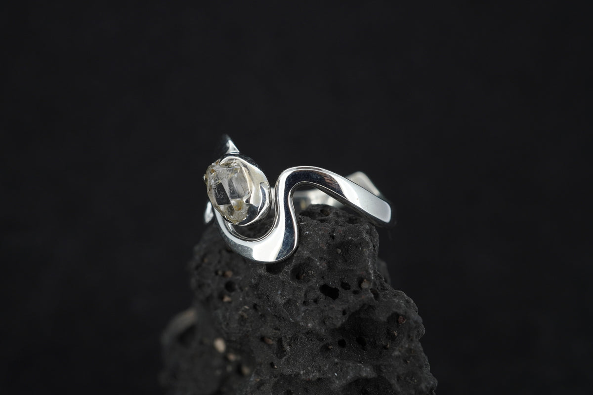 Herkimer Diamond Sterling Silver Wave Ring image 2