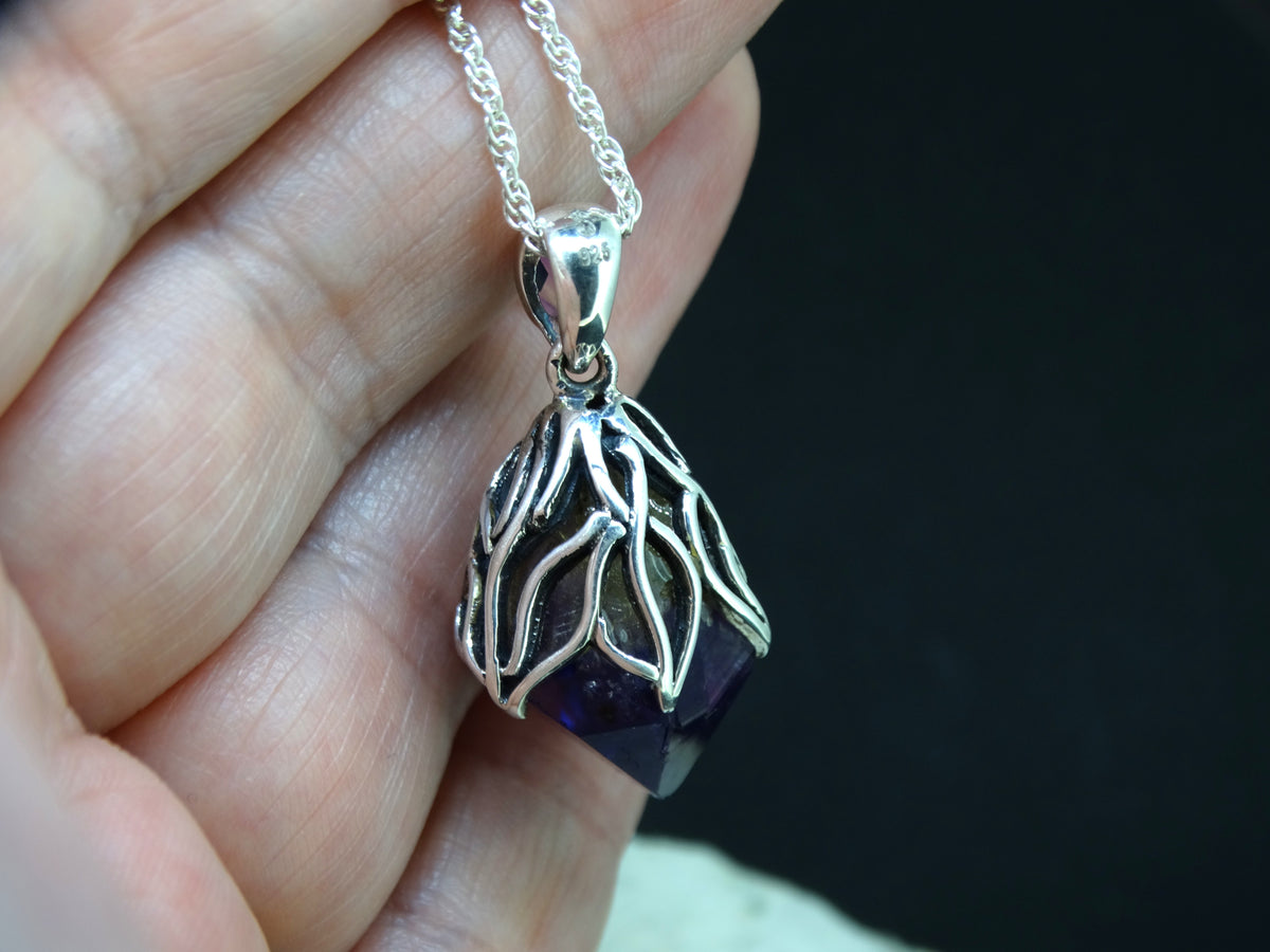 Bolivian Amethyst with African Amethyst Sterling Silver Pendant image 4
