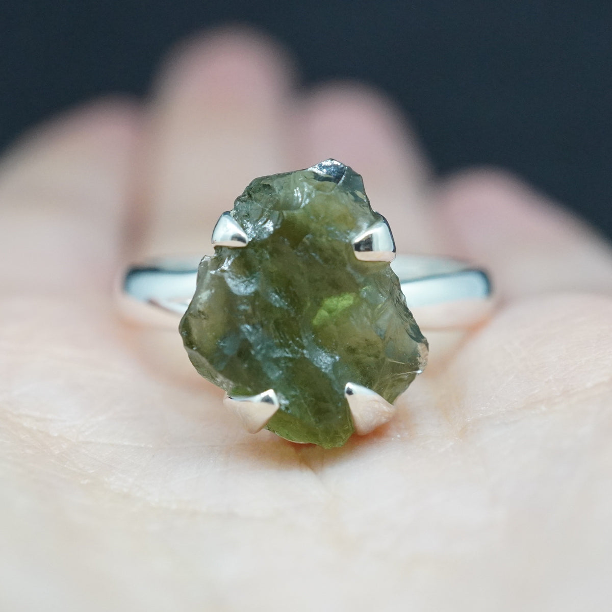 Moldavite Sterling Silver Ring image 1