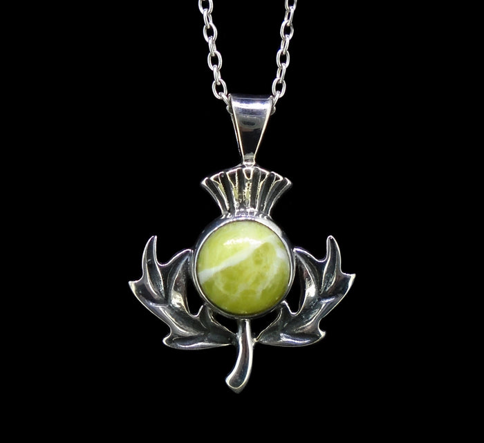 Highland Marble Scottish Thistle Sterling Silver Pendant image 0