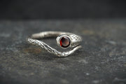 Round Garnet Sterling Silver Serpent Ring image 0