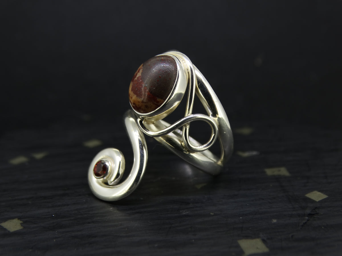Arthur's Seat Jasper & Red Garnet Sterling Silver Ring image 3