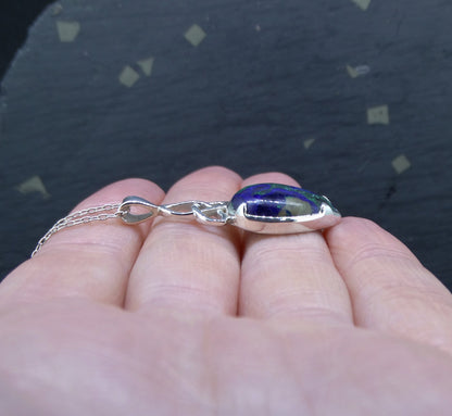 Azurite Malachite Sterling Silver Celtic Pendant image 4