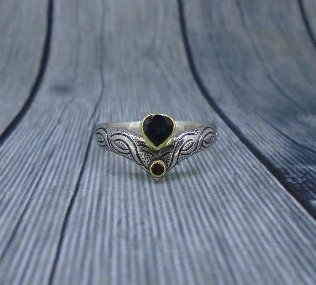 Isle of Lewis Sapphire & Elie Ruby in 18ct Scottish Gold & Sterling Silver Ring image 6