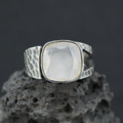 Scottish Chalcedony Hammered Effect Sterling Silver Ring image 0