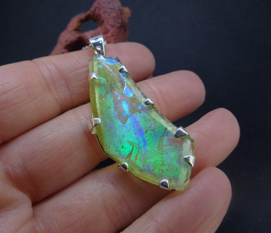 Ancient Roman Glass Sterling Silver Pendant image 1