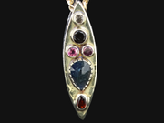 Scottish Sapphire, Elie Ruby, Diamond, Cairngorm Quartz and Garnet Pendant image 0